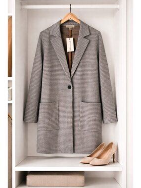 Philosophy Republic Womens Houndstooth Knit Blazer Coat M Coatigan NWT